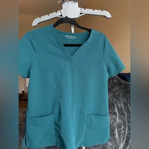 Mandala scrub top, womens, Caribbean blue/Teal, small